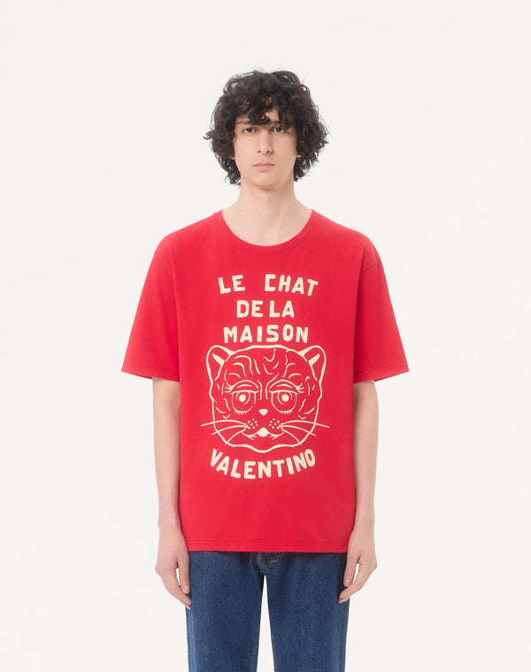 T-Shirt In Cotone Con Stampa Le Chat De La Maison
