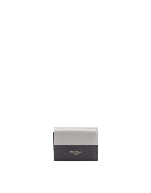 WALLET IN BICOLOUR CALF LEATHER WITH HEAT-PRESSED LOGO