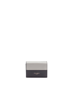 WALLET IN BICOLOUR CALF LEATHER WITH HEAT-PRESSED LOGO