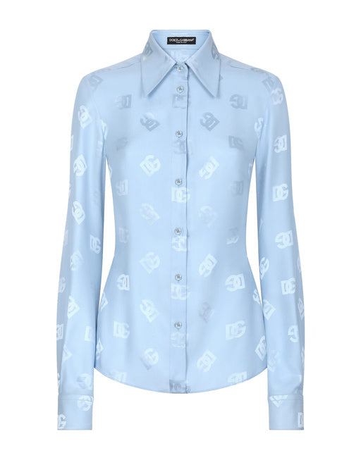 JACQUARD SILK SHIRT WITH ALLOVER DG LOGO