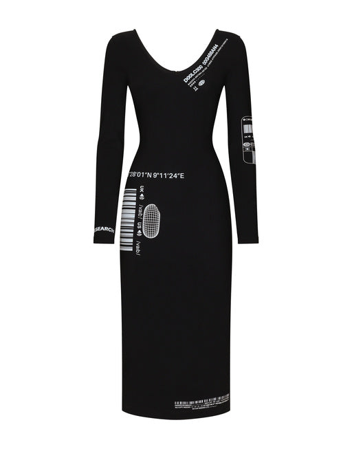 LONG-SLEEVED SPANDEX JERSEY MIDI DRESS DGVIB3