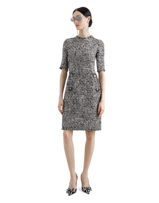 RASCHEL TWEED MIDI DRESS WITH SHORT SLEEVES