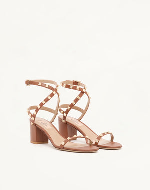 SANDALO ROCKSTUD IN VITELLO STAMPA ALCE CON CINTURINI 60MM