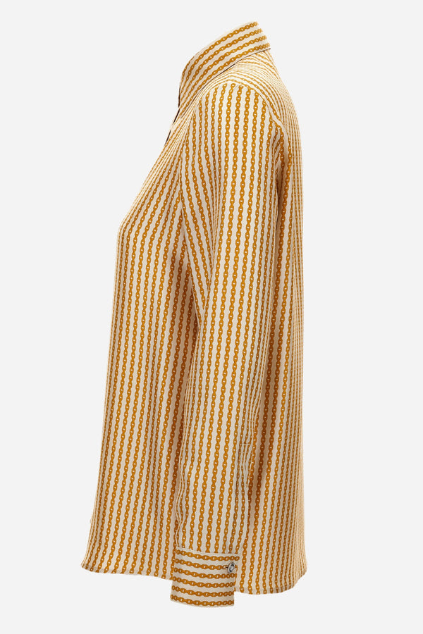 Formal Shirt In Pinstripe Chain On Responsible Silk Twill