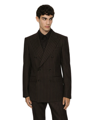 DOUBLE-BREASTED PINSTRIPE WOOL SICILIA-FIT JACKET