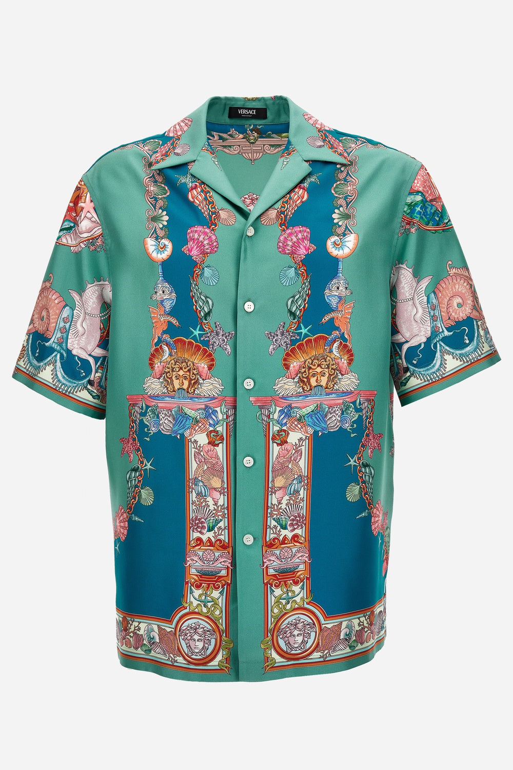 Informal Shirt In Silk Twill  Coral Theatre Print