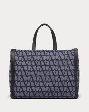 Borsa Shopping Media Toile Iconographe In Tessuto Jacquard Effetto Denim 