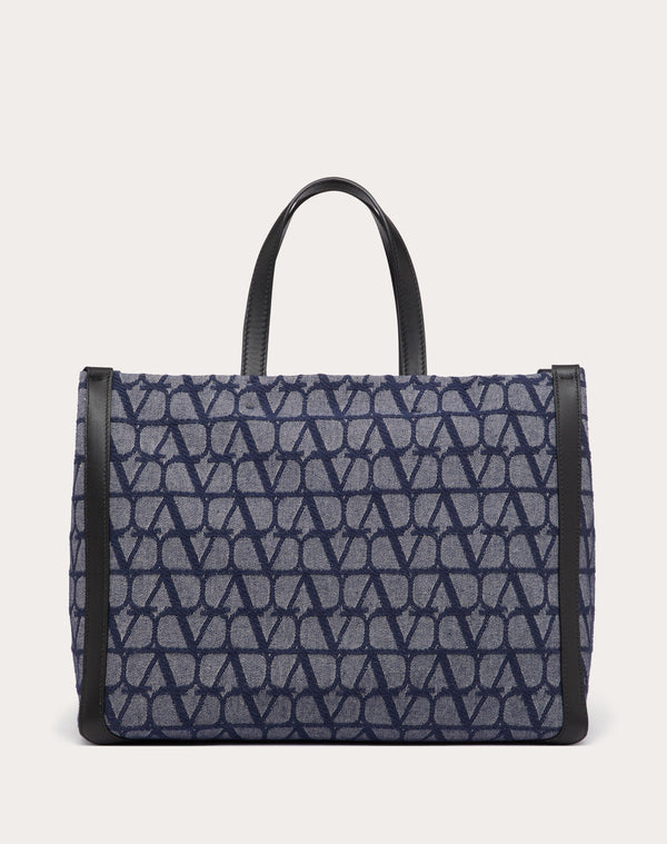 Borsa Shopping Media Toile Iconographe In Tessuto Jacquard Effetto Denim 