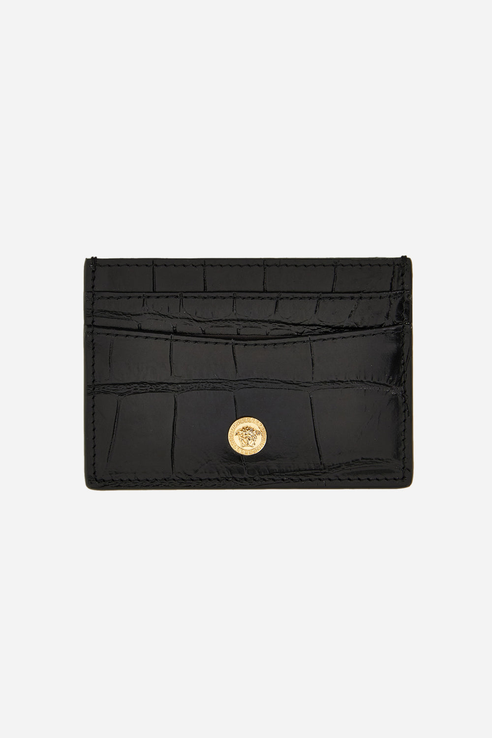 Icon Card Holder In Embossed Croc Calf Leather