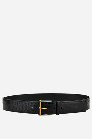 Column Reversible Belt 4 Cm In Embossed Croc Calf Leather
