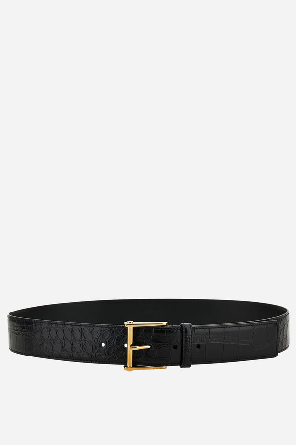 Column Reversible Belt 4 Cm In Embossed Croc Calf Leather