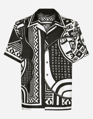 BANDANNA-PRINT SILK HAWAIIAN SHIRT