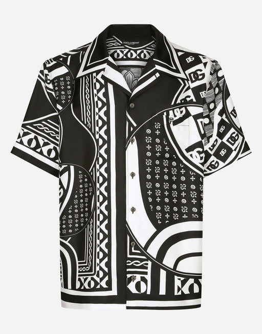 BANDANNA-PRINT SILK HAWAIIAN SHIRT