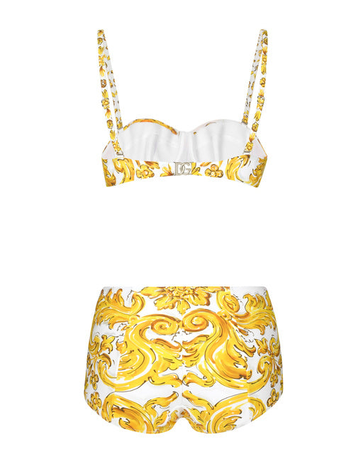 MAJOLICA-PRINT BALCONETTE BIKINI TOP AND BOTTOMS