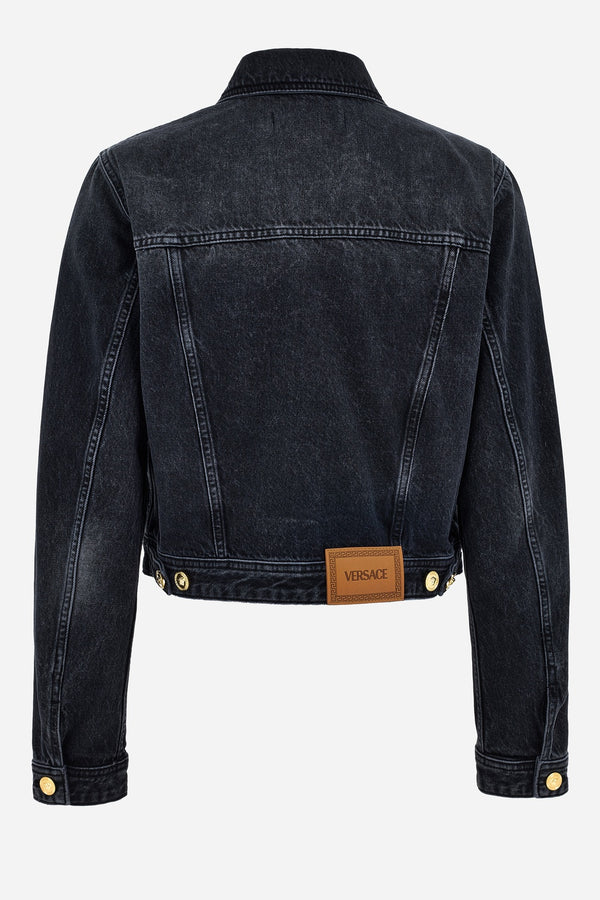 Jacket Denim In Black Denim Fabric Stone Wash