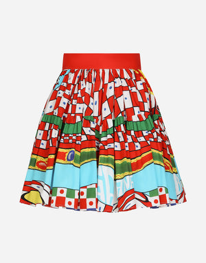 SHORT CARRETTO-PRINT POPLIN SKIRT