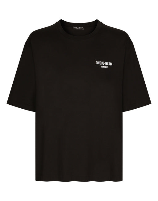 PRINTED COTTON JERSEY T-SHIRT WITH DGVIB3 PATCH