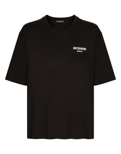 PRINTED COTTON JERSEY T-SHIRT WITH DGVIB3 PATCH
