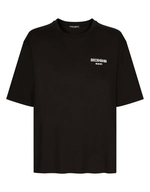 PRINTED COTTON JERSEY T-SHIRT WITH DGVIB3 PATCH