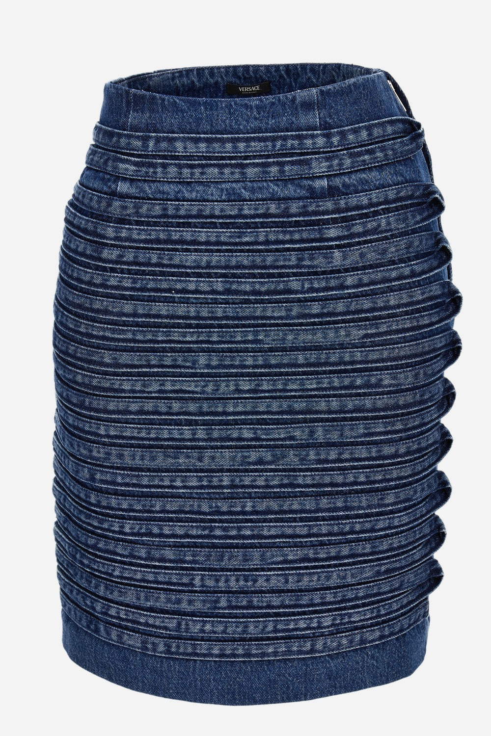 Skirt Denim In Embroiderd Stripes R Washed  Medium Blue