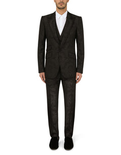 JACQUARD SICILIA-FIT SUIT WITH SATIN PIPING