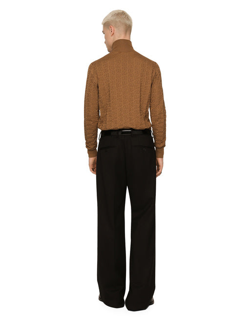 SILK JACQUARD TURTLENECK SWEATER WITH DG LOGO
