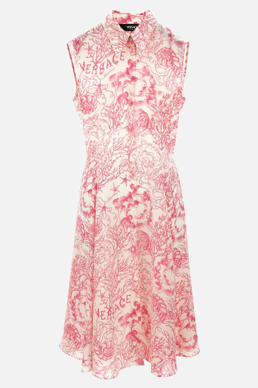 Dress In Crepe De Chine Print Underwater Barocco Bicolour Allover