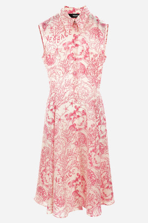 Dress In Crepe De Chine Print Underwater Barocco Bicolour Allover