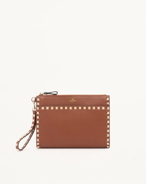 POUCH ROCKSTUD IN VITELLO GRANATO