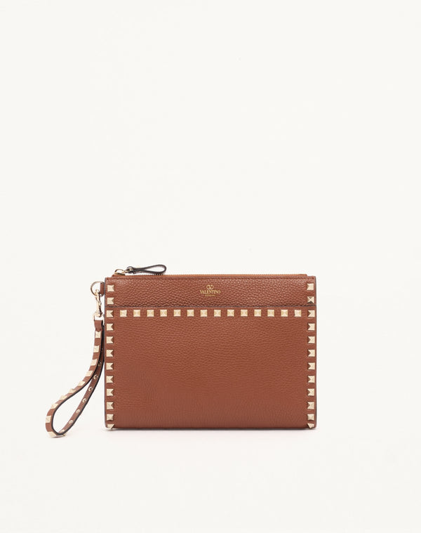 POUCH ROCKSTUD IN VITELLO GRANATO
