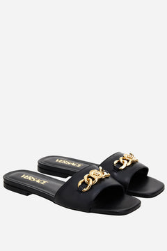 Icon Chain Flat Sandal  In Calf Leather