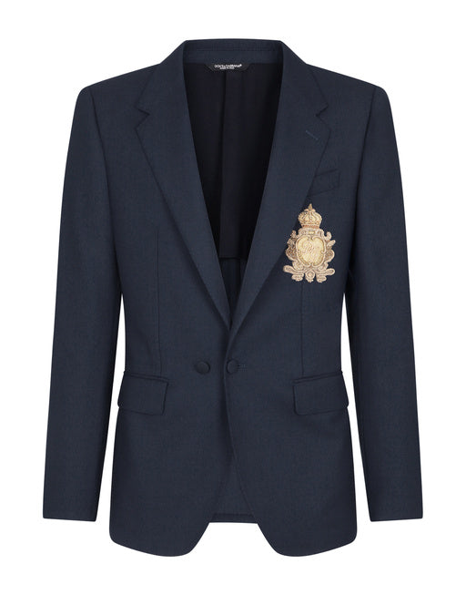 SILK AND WOOL PORTOFINO JACKET WITH PATCH EMBELLISHMENT
