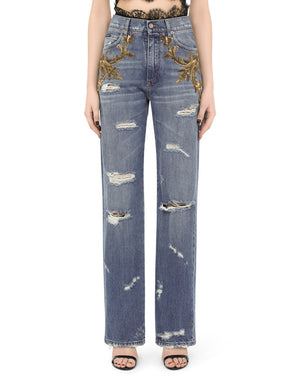 FLARED JEANS WITH FRENCH WIRE EMBELLISHMENT