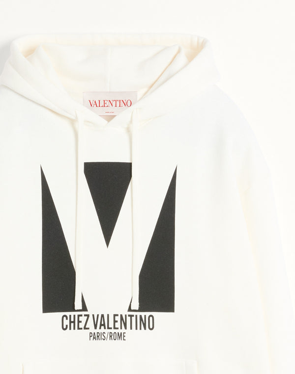 Felpa In Cotone Con Cappuccio E Stampa Chez Valentino