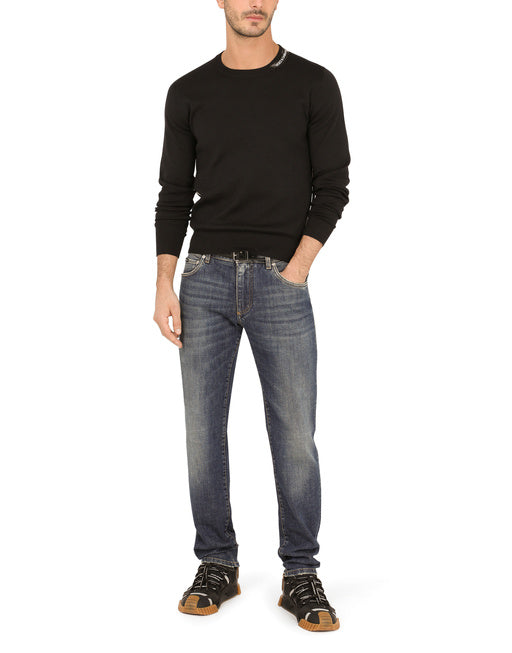 SILK AND COTTON ROUND-NECK SWEATER