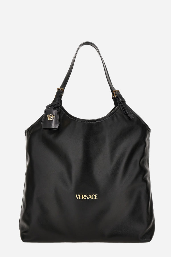 Versace Tag Tote In Calf Leather