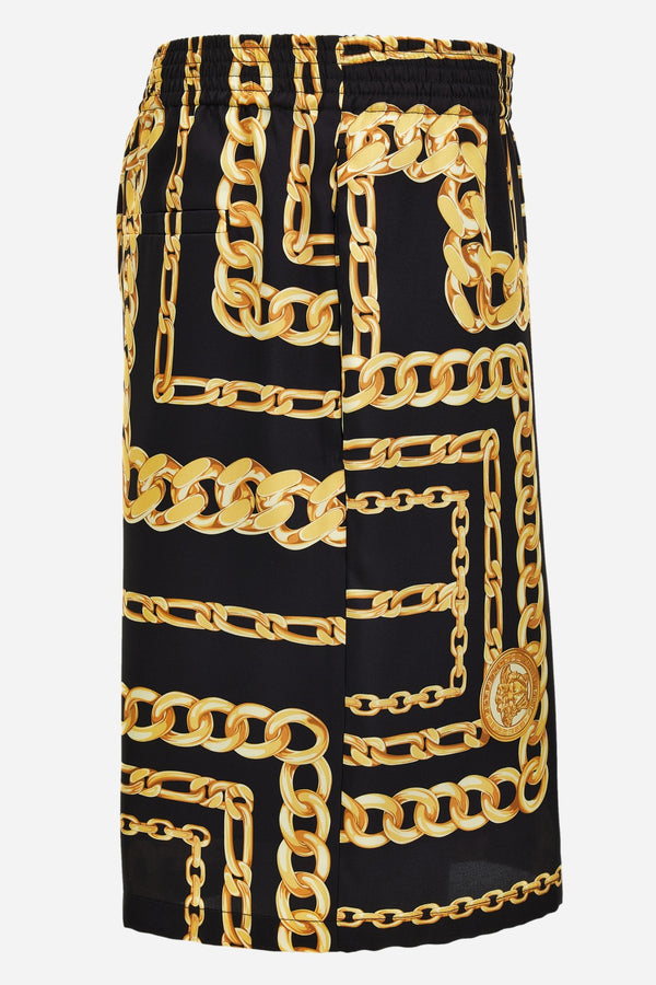 Shorts In Twill Poly  Medusa Chain Print Allover