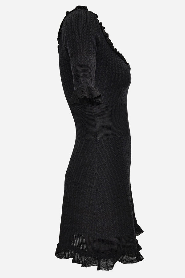 Knit Dress In Micro Cable Wool Blend