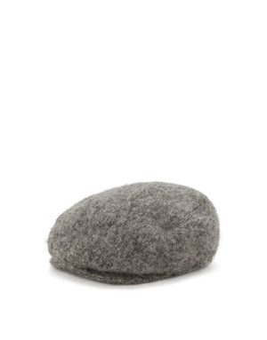 MOHAIR WOOL FLAT CAP WITH LOGO TAG
