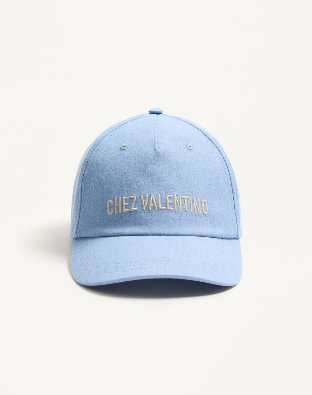 Baseball Cap Chez Valentino In Denim Con Ricamo