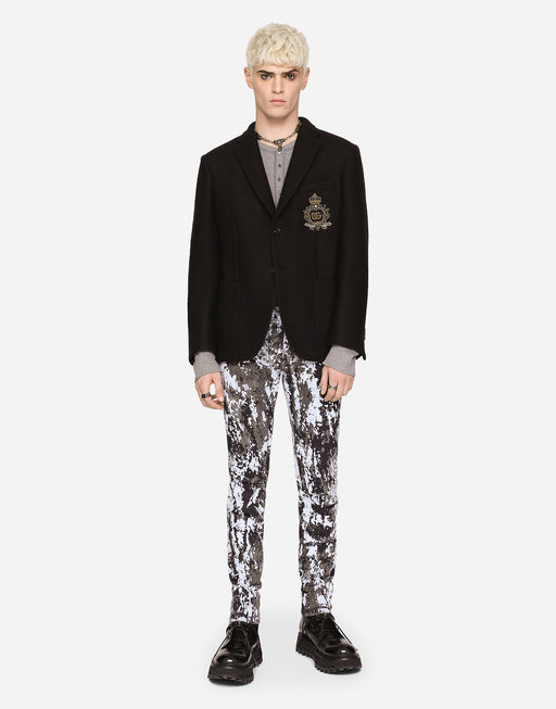 STRETCH JERSEY JACKET WITH HERALDIC PATCH
