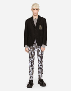 STRETCH JERSEY JACKET WITH HERALDIC PATCH