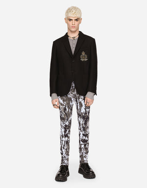 STRETCH JERSEY JACKET WITH HERALDIC PATCH