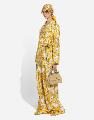 SILK TWILL PAJAMA SHIRT WITH MAJOLICA PRINT