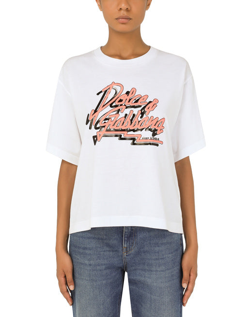 JERSEY T-SHIRT WITH “DOLCE GABBANA” PRINT