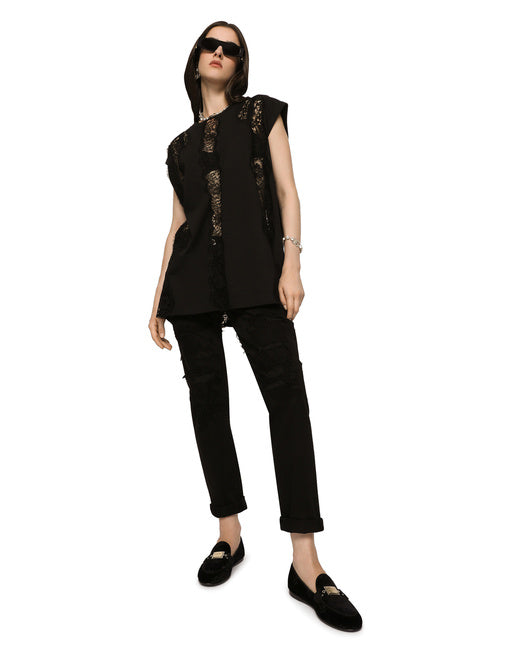 JERSEY T-SHIRT WITH LACE INSERTS