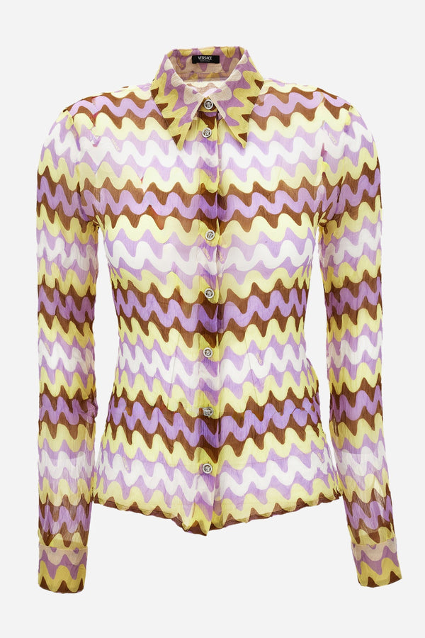 Formal Shirt In Wave Print On Techno Creponne