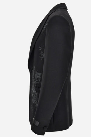 Evening Jacket In Grain De Poudre Wool Fabric + La Vacanza Embroidery  Lurex And Beads