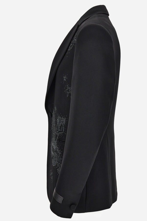 Evening Jacket In Grain De Poudre Wool Fabric + La Vacanza Embroidery  Lurex And Beads