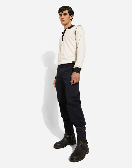 LONG-SLEEVED SILK POLO-SHIRT